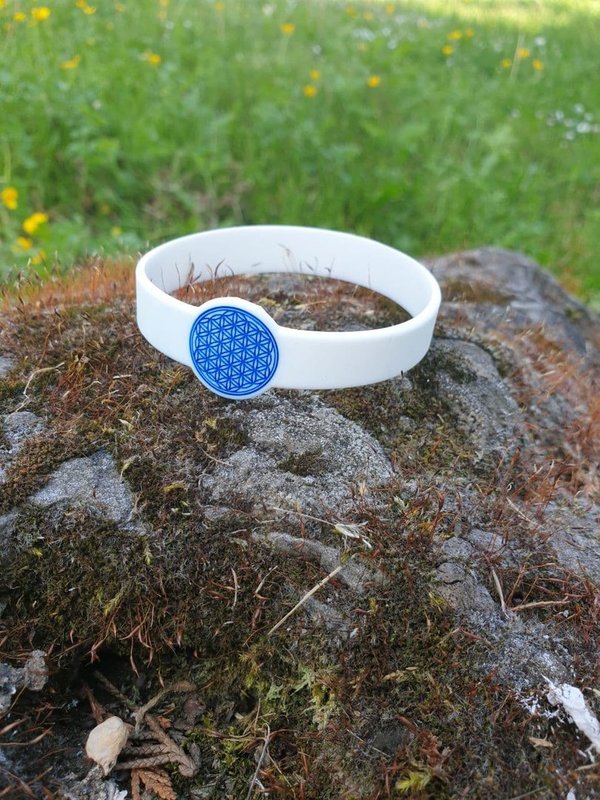 Armband Silikon mit Blume des Lebens Blau   1 Stück