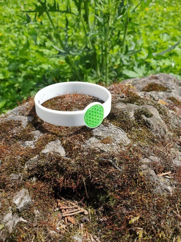 Armband Silikon mit Blume des Lebens grün   1 Stück